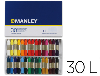 30 lápices cera blanda Manley colores surtidos